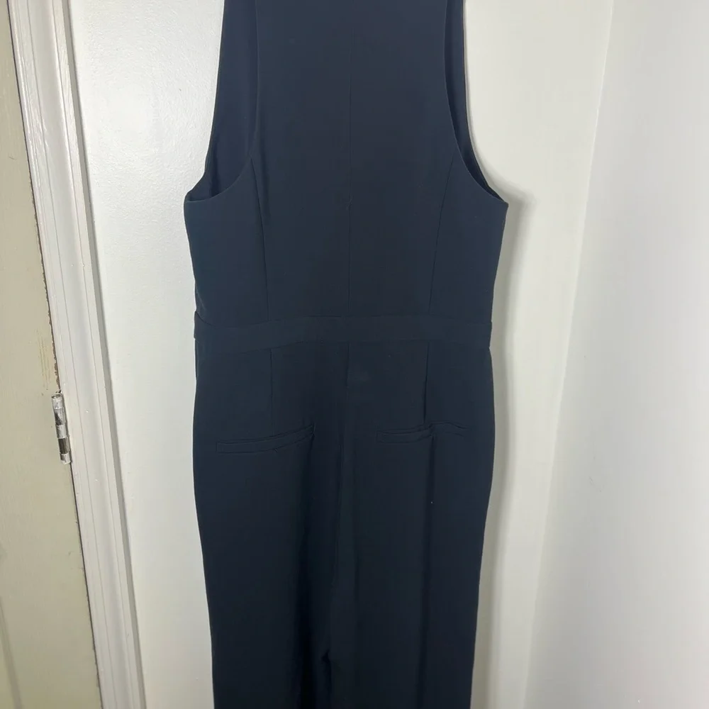 Maeve by Anthropologie Navy Wide Leg Jumpsuit Size 10 Sleeveless Button Front - Picture 7 of 9